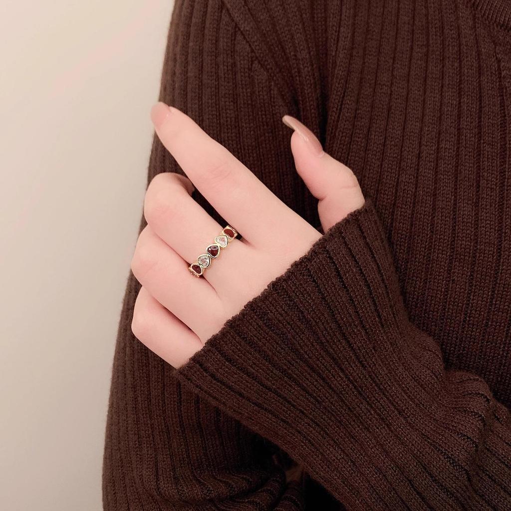 Retro Simple Oil Drop Love Splicing Open Ring Lower Index Finger Ring Personalized Jewelry Women