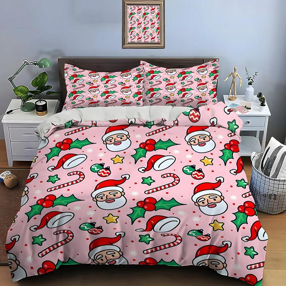 Christmas Print Bedding Set Duvet Cover 1 Duvet Cover 2 Pillowcases Adult and Kids Bedding Set Luxury Holiday Christmas Gifts