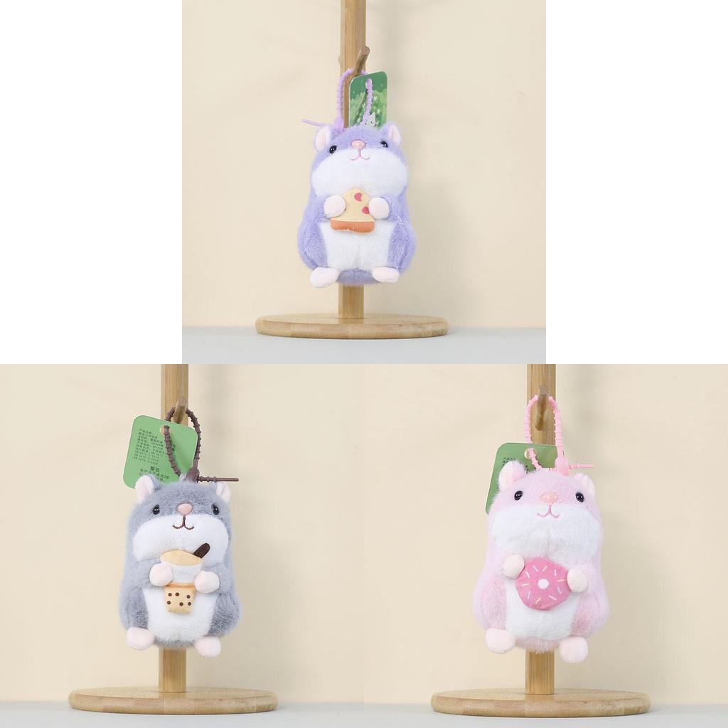 Cute Hamster Plush Keychain With Pp Cotton Filling For School Bags And Accessories
