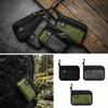 Portable Fabric Zip Wallet Black Grid Pattern Passport Holder Zipper Closure Key Clip Coin Purse Daily Commute