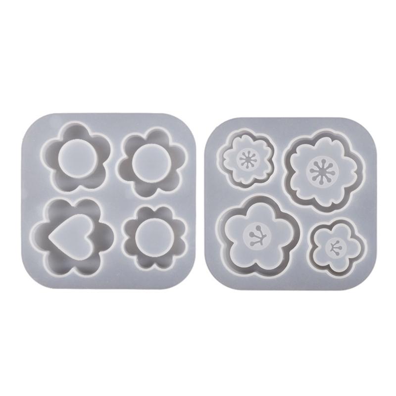 Geometrisches Blumenornament Harzguss Silikonform Schlüsselanhänger für Frauen Dekorianhänger Glitzer-Sand-Form für DIY-Bastelarbeiten