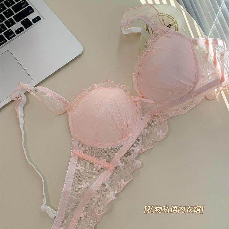 Fragrant love butterfly, underwear women's small breasts thin sexy gathering no steel ring anti-sagging girl lace bra cover