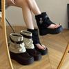 Fashion Women's Fashion Platform Trousers Cool Boots Women's Herringbone Toe Roman Sandals Small Stacks Out Short Boots Sandalias Mujer