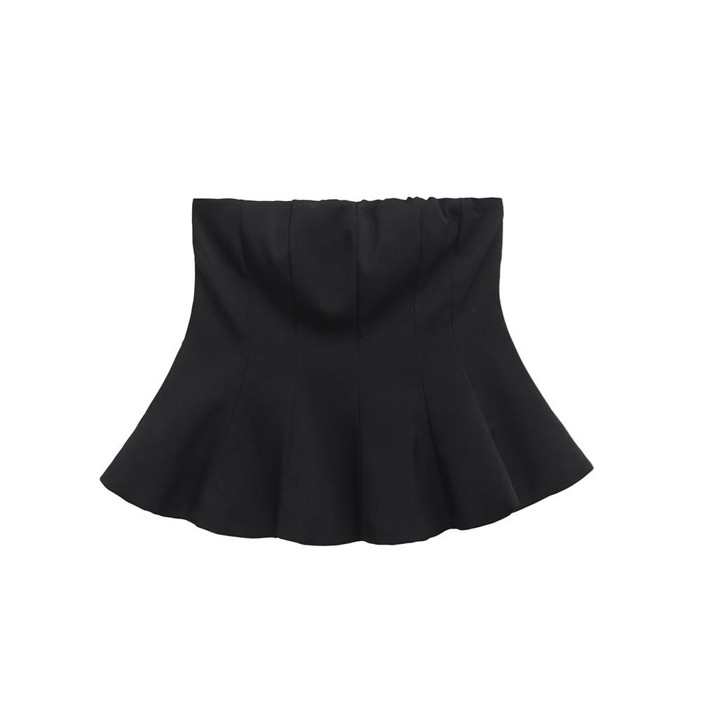 

Элегантный женский облегающий топ без бретелей и короткая юбка, весна 2025 Small чёрный