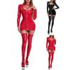 Jumpsuit Lingerie, Women's Lacquered Leather Uniform, Seductive Jumpsuit, Leather Jacket, Tie Up, Hot Stamping Nightclub Clothes