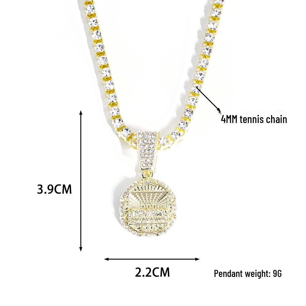 Trendy Hip Hop 'The Last Supper' Pendant Necklace with Rhinestone Tennis Chain