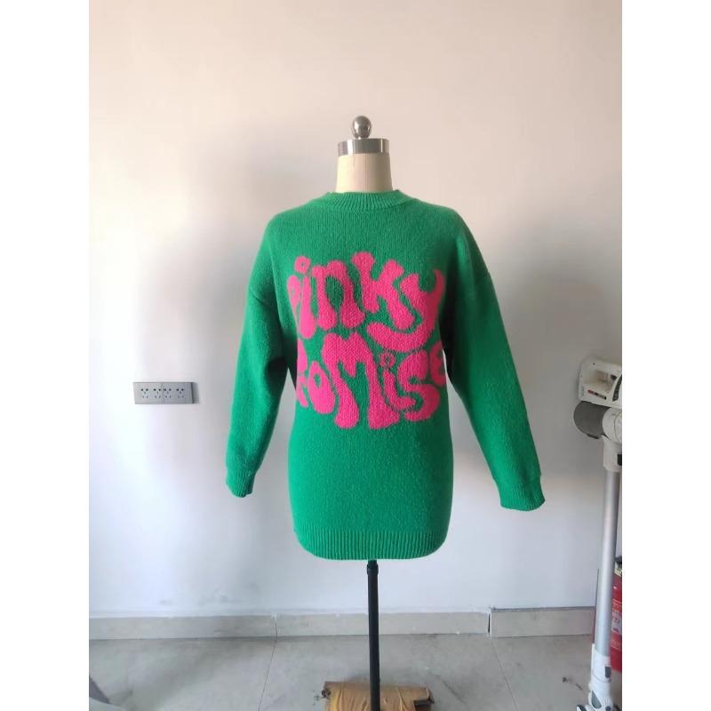 Women's Autumn and Winter Round Neck Long Sleeve Monogrammed Jacquard Knit Jumper