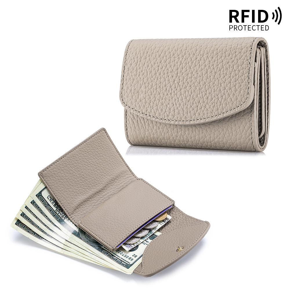Women Genuine Leather Slim Short Wallet RFID Blocking mini Wallet Credit Card Holder money clip wallet Zipper Coin pocket