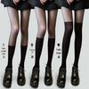 Women's Spring-Autumn Thin Spliced Black Stockings - Calf-Length, Fake Over-the-Knee Pantyhose