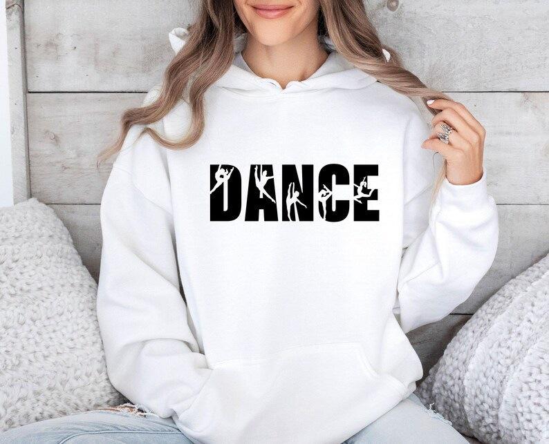 Trendy Women's Hooded Sweatshirt: Dance Lover Print, Long Sleeve, Autumn/Winter Fashion