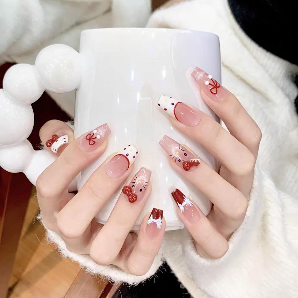 Super Flash Style: High-Class Aura Cat Eye Handmade Nail Tips for Young Ladies
