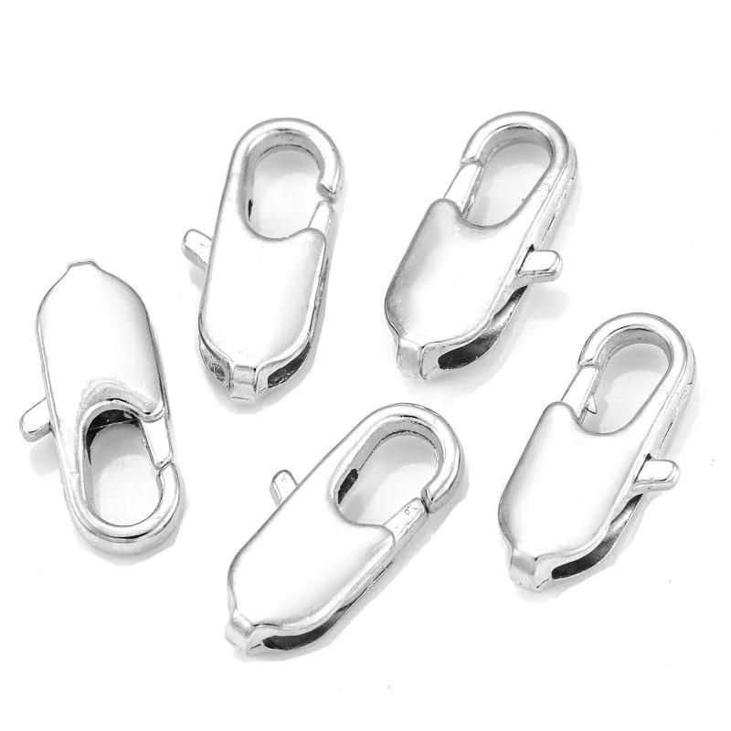 50pcs Rectangular Lobster Clasp Connectors, Iron Metal Hook for DIY Bracelet Necklace Making, Jewelry Findings Accessories