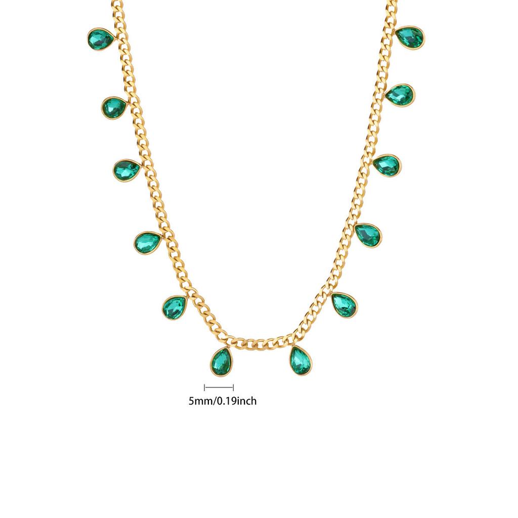 Fashion Beaded Jewelry, High-end Jewelry, Exaggerated Zircon Water Drop Fringe, Titanium Steel Necklace Does Not Fade