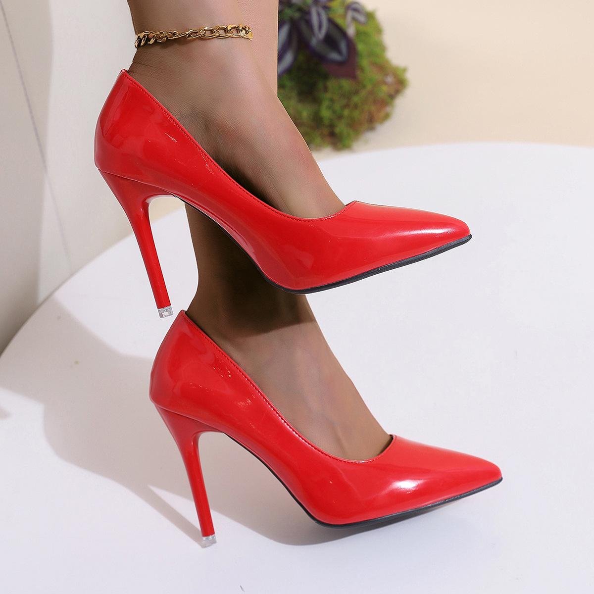 

Foreign trade color high heels 2025 new women s heels spring and autumn solid color pointed light mouth large size women s shoes 43