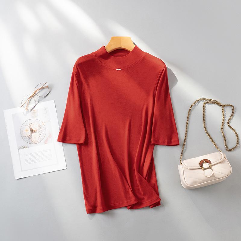 Puyuan 2025 Women's High Neck Merino Wool Base Layer - Classic Autumn/Winter Mid-Sleeve Essential