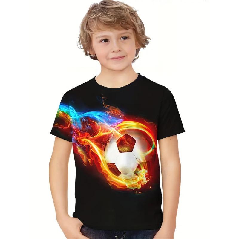 Sport Fotbal Tricou imprimat 3d Copii Băieți Haine mânecă scurtă Îmbrăcăminte casual pentru copii Tricou la modă pentru băieți