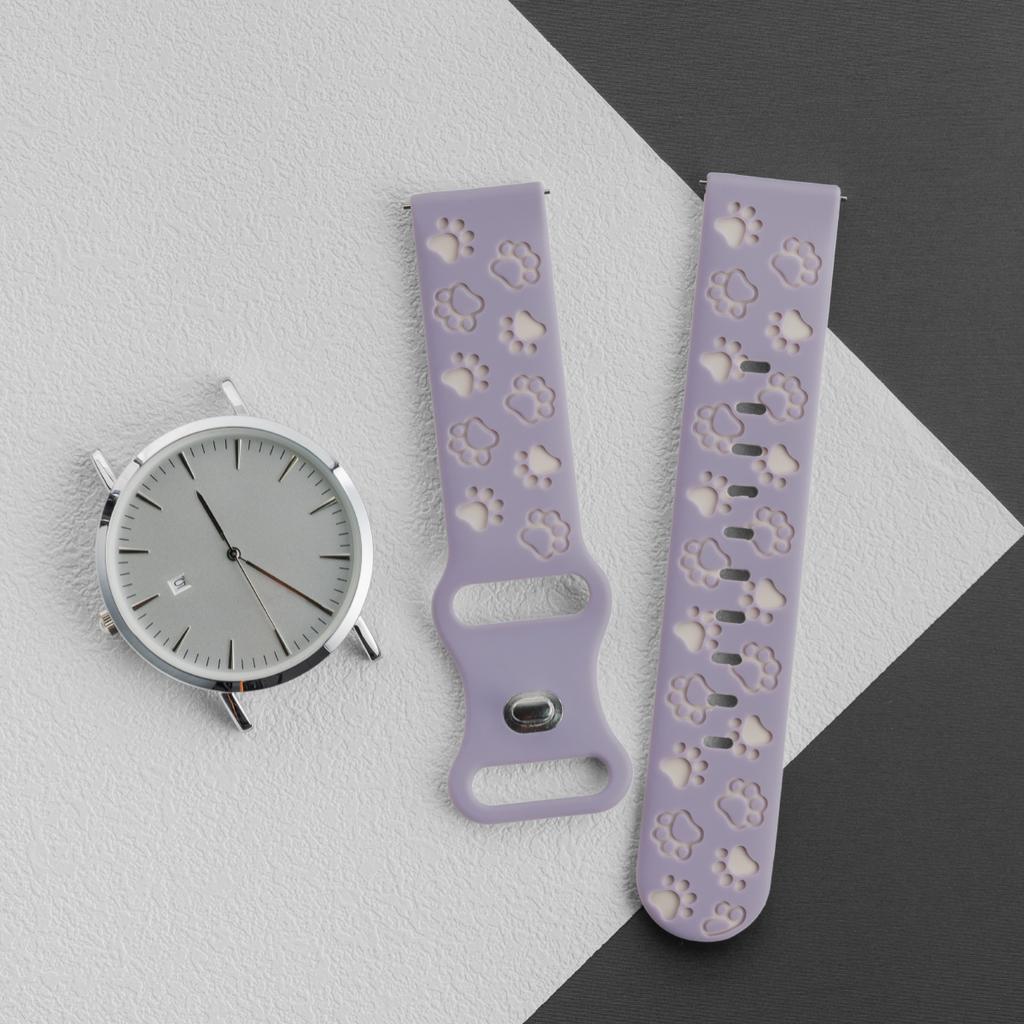 20mm Two-tones Silicone Strap for Samsung Galaxy 7/6/5/4 5pro 4/6classic Soft Sports Band for Huawei GT3/2 42MM Cat Paw Pattern