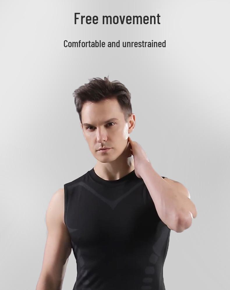 Men's Quick-Dry High-Elastic Sport Vest - Short-Sleeved Tight-Fit for Fitness, Basketball, and Running