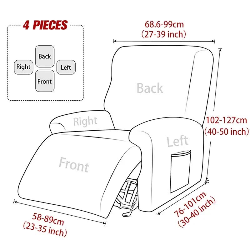 1 Seater Split Recliner Sofa Covers Jacquard Anti-dirty Chair Covers Leaves Relax Lounger Armchair Couch Cover for Living Room