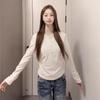 Korean Style Henley Collar Long Sleeve Women's Slim Fit Fleece Base Layer Top
