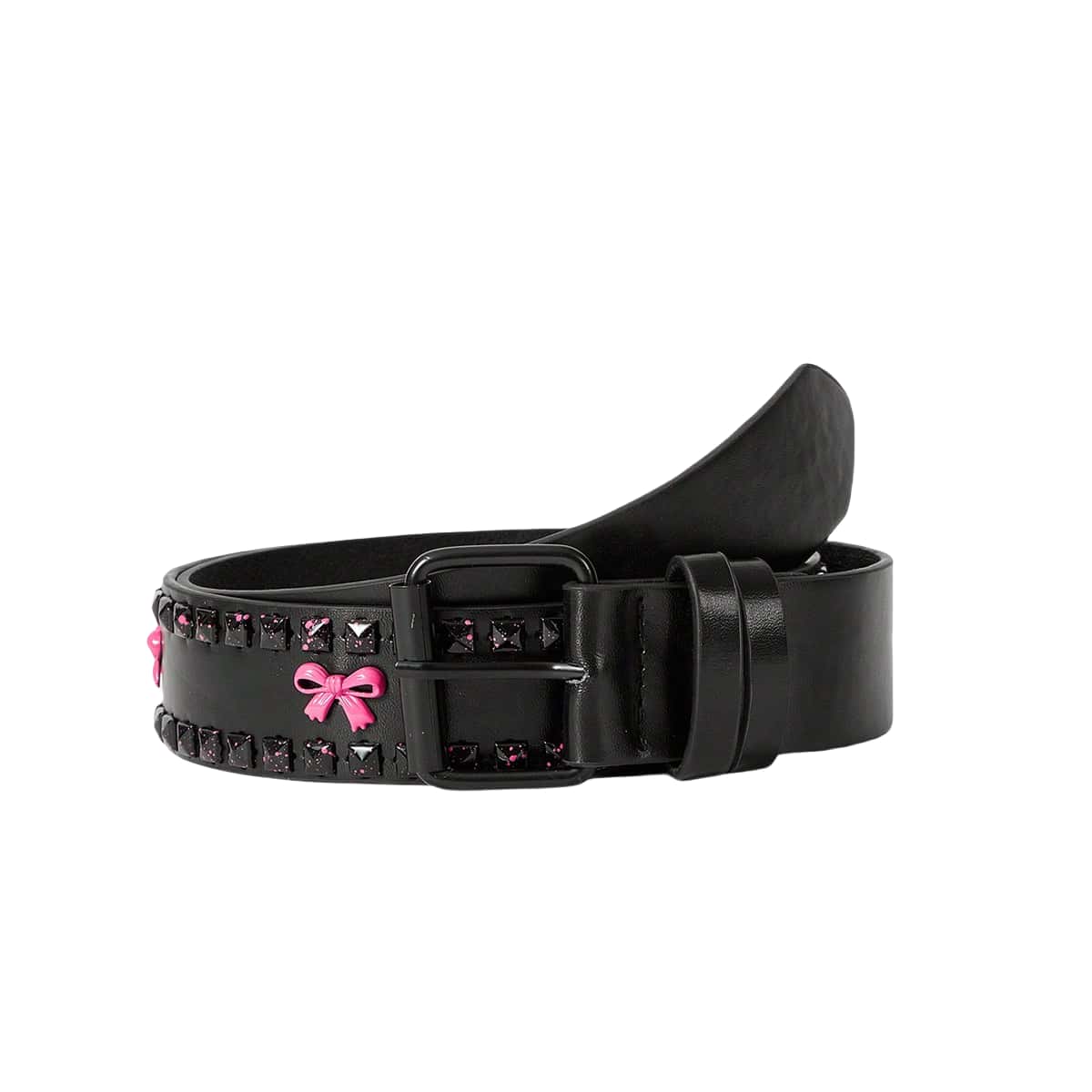 Roze Strik Design Damesriem Hip Hop Punk Meisjes Tailleband Mode Persoonlijkheid Metalen Stud Jeans Accessoires Zwarte Tailleband 100cm zwart