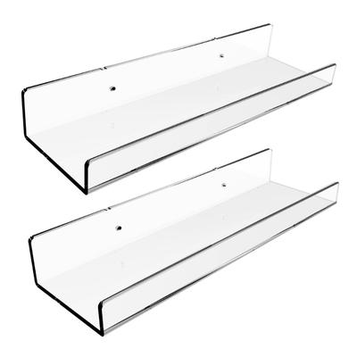 2Pcs Kitchen Bathroom Shelf Single Layer Wall Mounted Storage Rack Clear U Shape Display Shelf Bookshelf Enduring