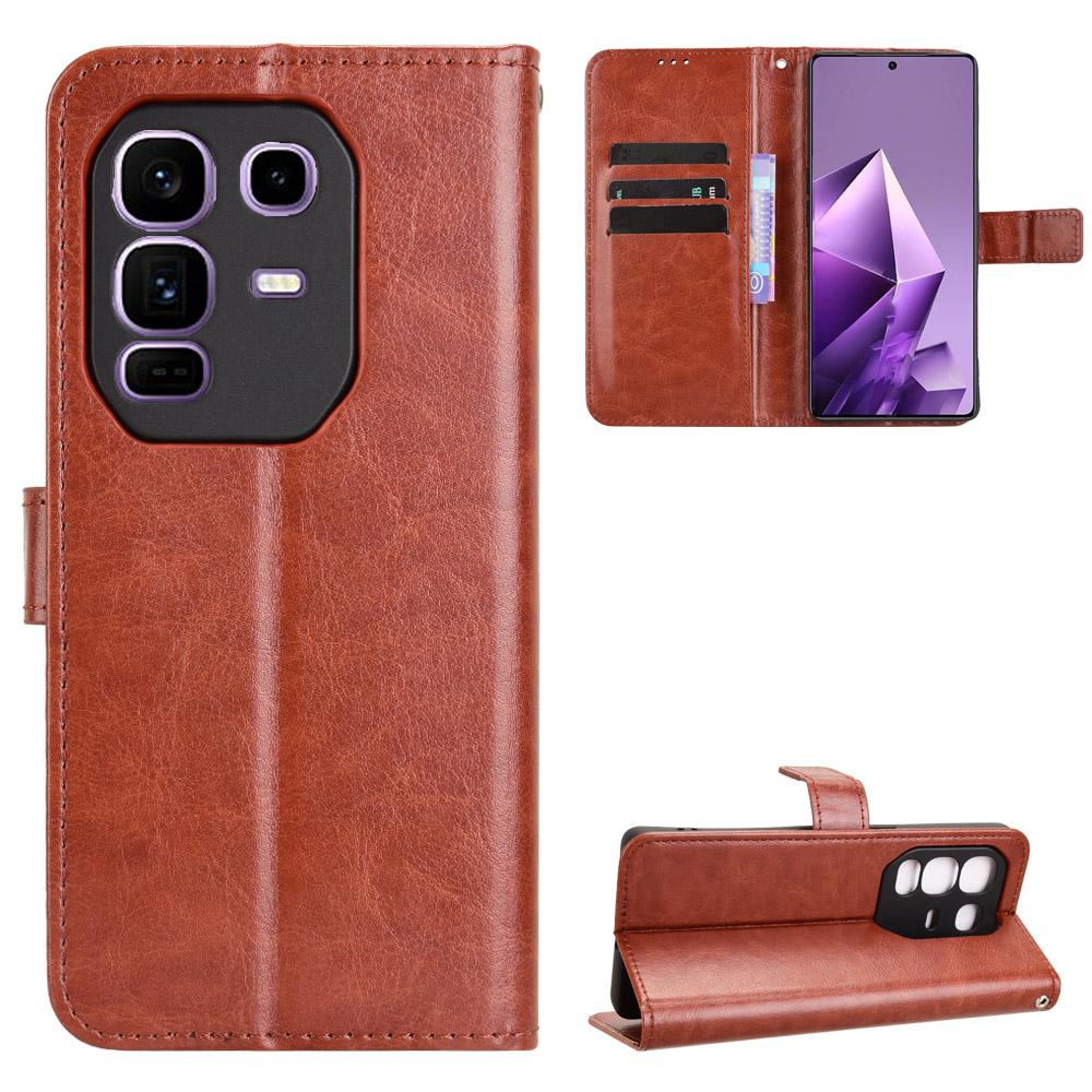 For Infinix Note 50 Pro+ 5G PU Leather Case with Strap Crazy Horse Texture Phone Wallet Cover