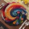 Okrągłe Maty Stołowe z Lnu z Nadrukiem Kwiatowym 2D 35cm Styl Bohemian Kolorowe Retro Izolacyjna Mata Stołowa z Lnu