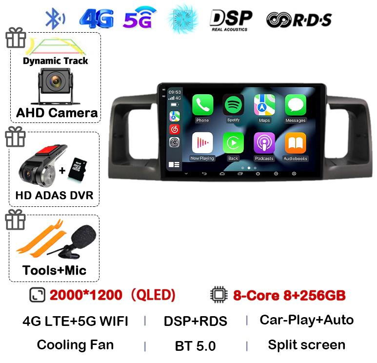 Android 14 Carplay Auto WIFI 4G Car Radio For Toyota Corolla E120 E 120 BYD F3 2007 2008 2009 2010 2011 Stereo Multimedia Player