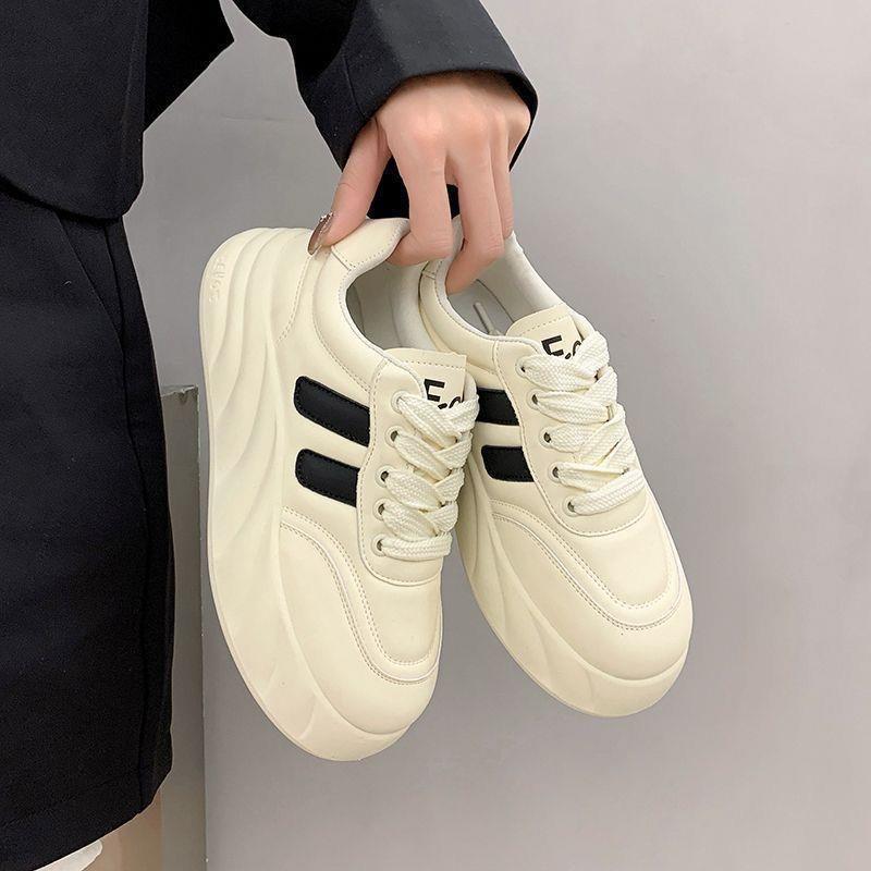 

Big head bread shoes women s spring new thick-soled versatile casual sports board shoes student white shoe tide 35 чорний