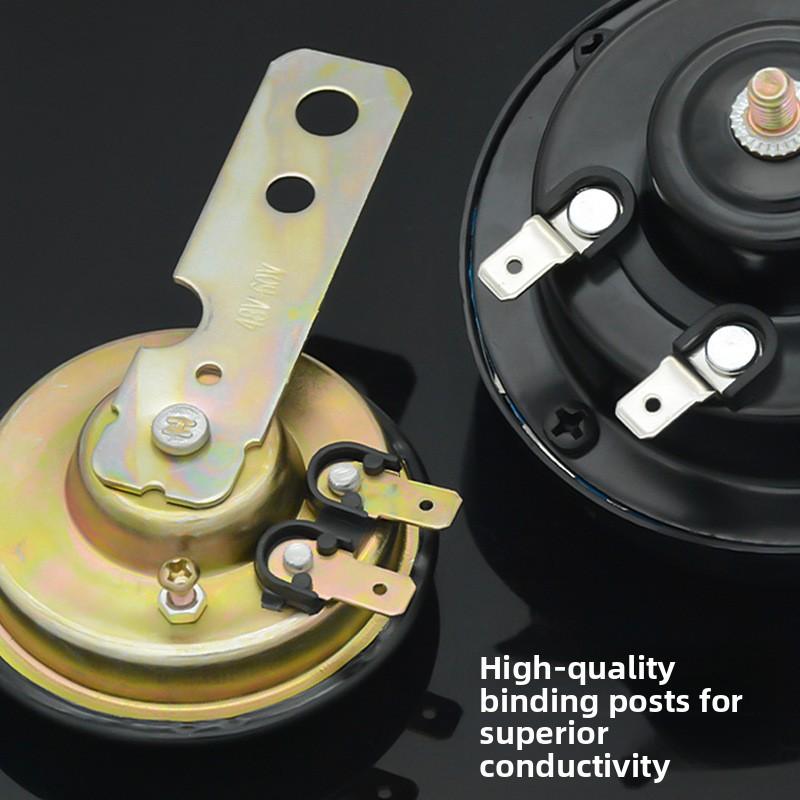 Universal 12V, 48V, 60V electric vehicle horn for waterproof and loud sound modification of motorcycle three-wheeler horn
