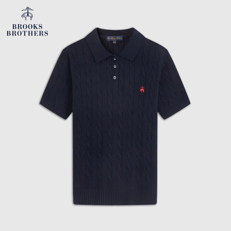 Женский свитерок Brooks Brothers 2026 Весна/Лето с косами, короткий рукав XL тёмно-синий