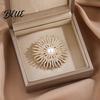 Wear-resistant Brooch Sunflower Pin for Women Rhinestones Inlaid Dress Coat