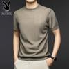 Men's Silk Blend Short Sleeve Round Neck T-shirt