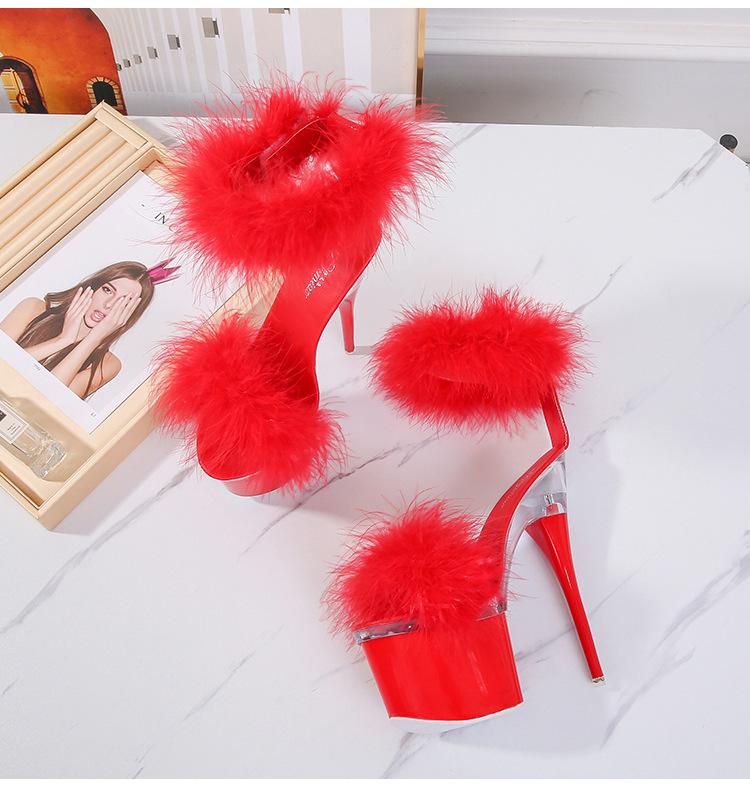 Women Sandals Transparent Super High Heel Thick Heel Summer Women's Waterproof Platform Maomao Sexy Fairy Sandals 10368 Series 17cmLFD