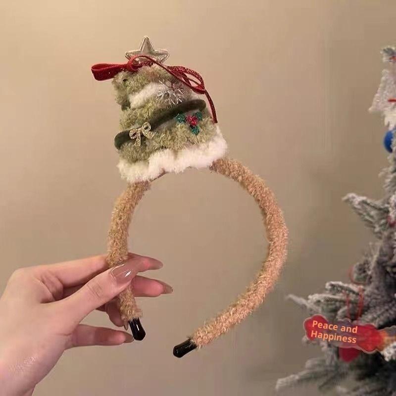 2025 Christmas Decoration Headband Hair Clip Christmas Atmosphere Butterfly Knot Christmas Hat Hair Clip For Women
