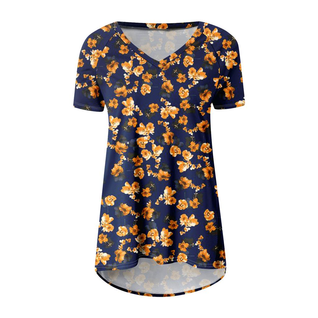 Ladies Short Sleeve Pleated Loose Tops Plus Size Casual Tops V Neck Short Sleeves Casual Summer T Shirts Ladies Tops T Shirts Shirts