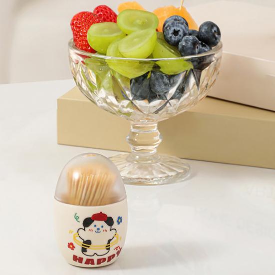 Magnetic Toothpick Box Cartoon Dog Dot Pattern Toothpick Holder Dispenser Fridge Magnet Dust-proof Kitchen Toothpick Organizer Container