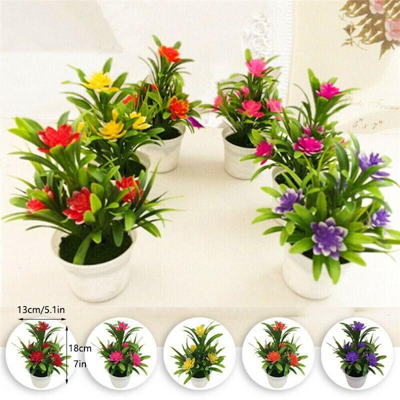 Flower Fake Outdoor False Plants Flowers Artificial Garden Home Decor Pot With