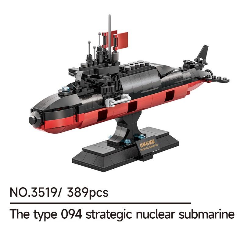 Non-Toxic 389Pcs Type 094 Strategic Nuclear Submarine Jin-Class Batis Bricks Building Blocks Model Aircraft Carrier Warship Bricks Toys