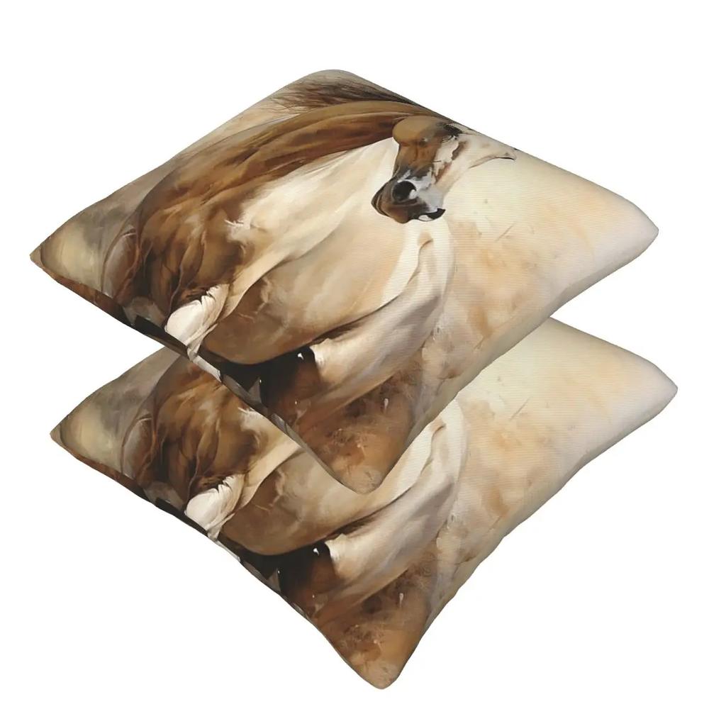 Horse Galloping In The Desert Illustration 2 Pcs Square Pillowcase Pillow Cover Cushion Decor Comfort Throw Pillow For Home