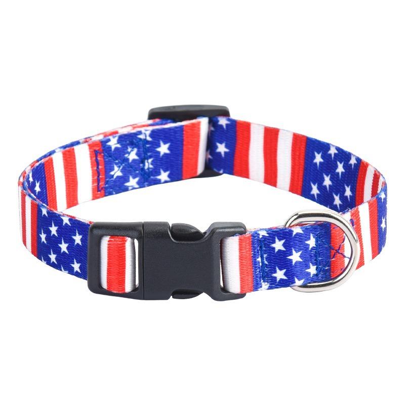 

Dog collar Polyester printed star strip floral dog collar suitable for small, medium and large dogs webbing cat collar S синий