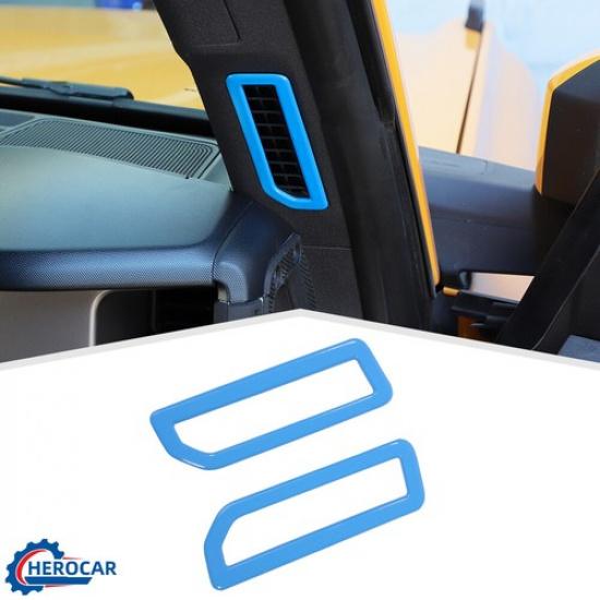 2xA-Pillar Air Vent AC Outlet Cover Decor Trim For Ford Bronco 21-25 Light Blue