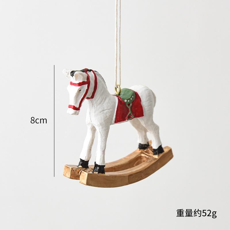 3D Rocking Horse Small Pendant Christmas Tree Decoration Hanging Ornament Retro Christmas Decoration