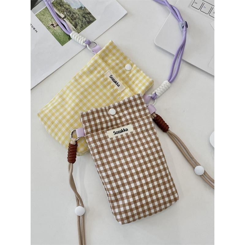New Grid Phone Bag Miscellaneous Storage Bags Walking Key Card Bag Coin Purse Girls Shoulder Bag Crossbody Bags Phone Pouch