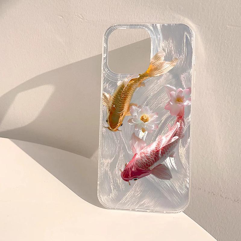 Mi 14T Mi14T Pro CaseFeather Yarn Colorful Golden Lotus Koi Phone Cases For Xiaomi Mi 13T 12T Pro 15 14 13 12 11 Lite 5G Cover