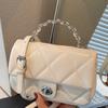 Summer Embroidery Thread Rhombus Chain Shoulder Bag Simple Fashion Women's Bag Elegant Lock Shoulder Oblique Span Bag