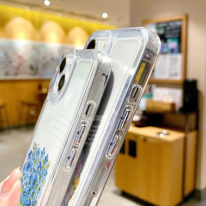 Retro Olejomalba Květiny Nárazuvzdorný Kryt pro iPhone 11 14 13 12 Pro Max Kryt iPhone XS Max XR X 7 8 14 15 Plus SE 2020