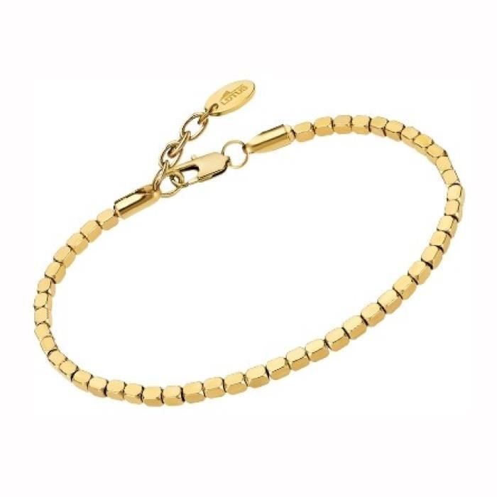 Bracelet - Lotus - Style cubes acier doré - Couleur jaune - Pour femme - Résistant