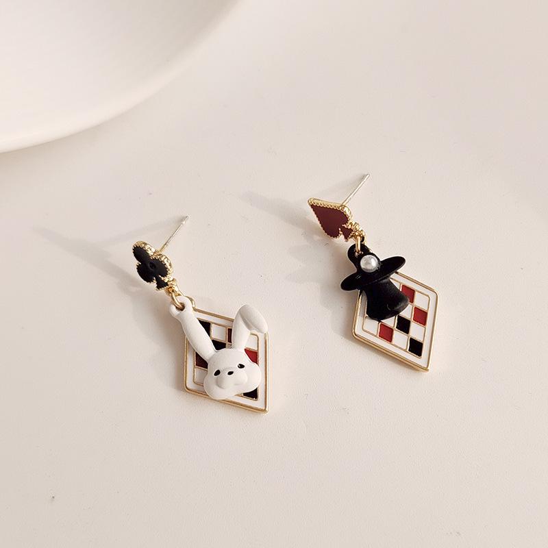 Asymmetrical Blossom Stud Earrings in Red Peach Plum Design